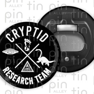 Cryptid Research Team 2.25 inch bottle opener button