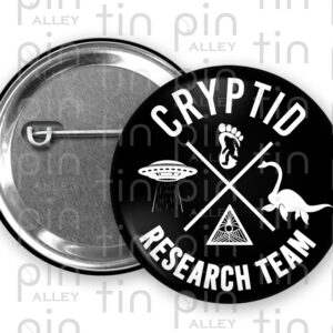 Cryptid Research Team pin back button badge