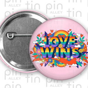 Love Wins metal cap pin back button badge