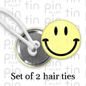 Yellow smiley face hair tie